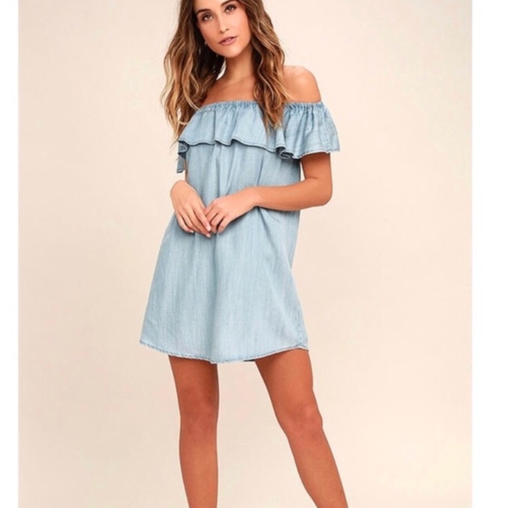 Chambray LuLu’s off the shoulder tunic dress